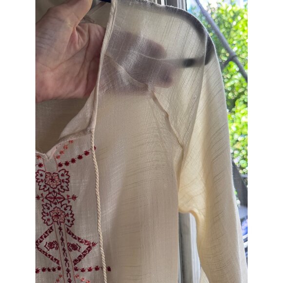 American Rag Women's Sheer Western Aztec Sz S Boho Embroider Top Peasant Hippie - Picture 10 of 15